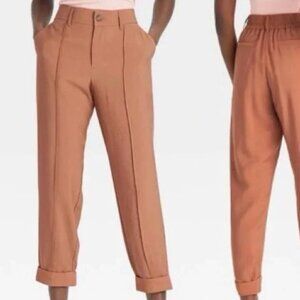 High-Rise Slim Straight Leg Pintuck Ankle Pants - Size 6